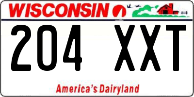 WI license plate 204XXT