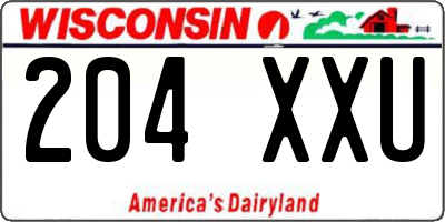 WI license plate 204XXU