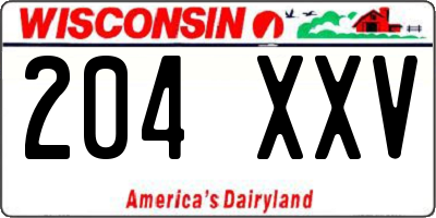 WI license plate 204XXV