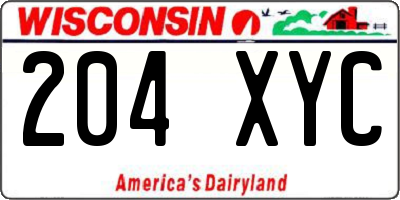 WI license plate 204XYC