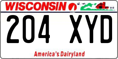 WI license plate 204XYD