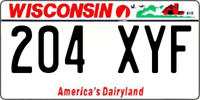WI license plate 204XYF