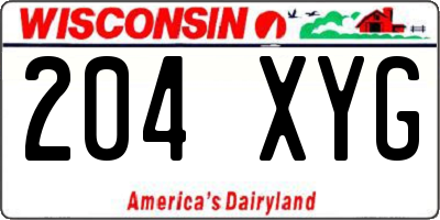 WI license plate 204XYG