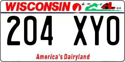 WI license plate 204XYO