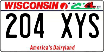 WI license plate 204XYS