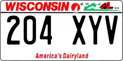 WI license plate 204XYV