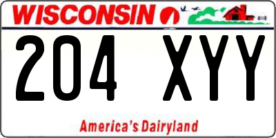 WI license plate 204XYY