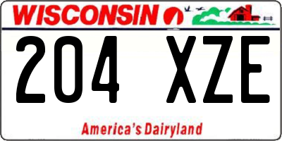WI license plate 204XZE