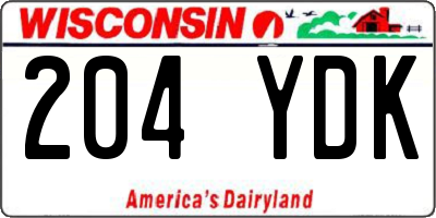 WI license plate 204YDK