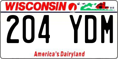WI license plate 204YDM