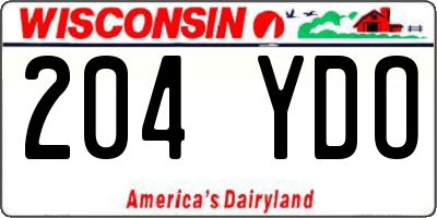 WI license plate 204YDO