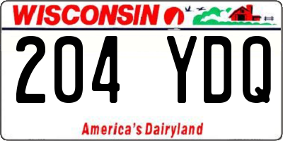 WI license plate 204YDQ