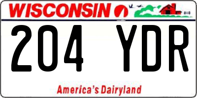 WI license plate 204YDR