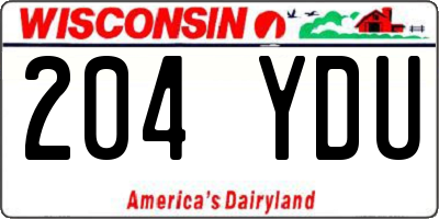 WI license plate 204YDU