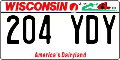 WI license plate 204YDY