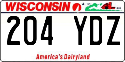 WI license plate 204YDZ