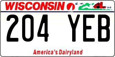 WI license plate 204YEB