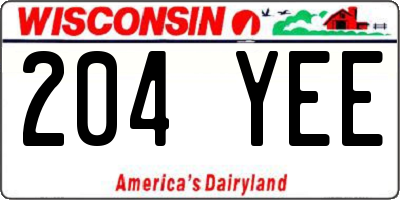 WI license plate 204YEE