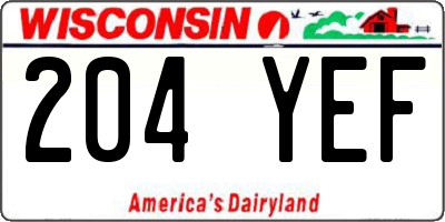 WI license plate 204YEF