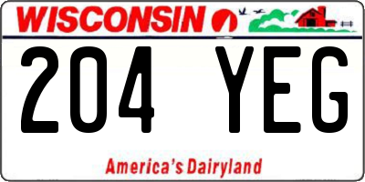 WI license plate 204YEG