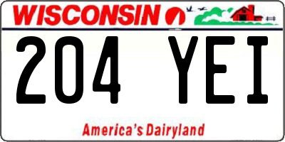 WI license plate 204YEI