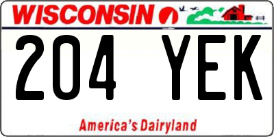 WI license plate 204YEK