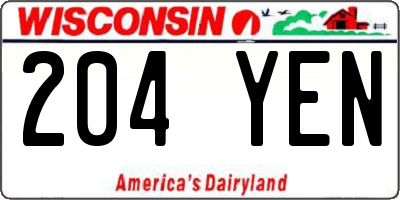 WI license plate 204YEN