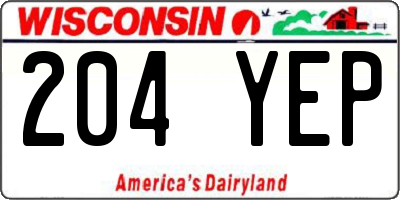 WI license plate 204YEP