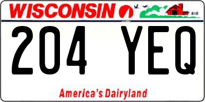 WI license plate 204YEQ