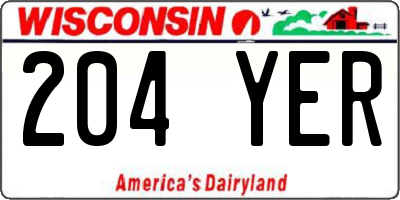 WI license plate 204YER