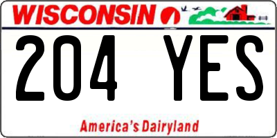 WI license plate 204YES