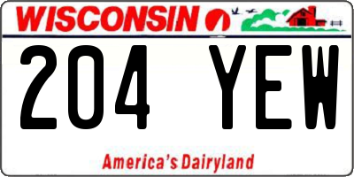 WI license plate 204YEW