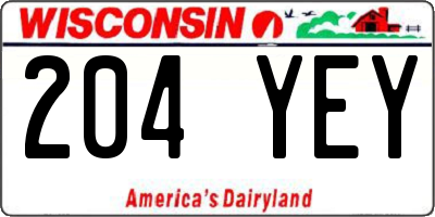 WI license plate 204YEY