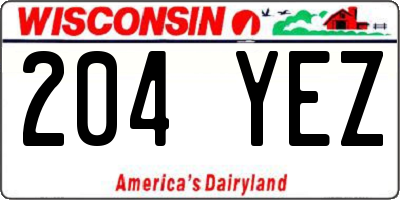 WI license plate 204YEZ