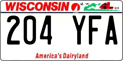 WI license plate 204YFA