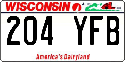 WI license plate 204YFB