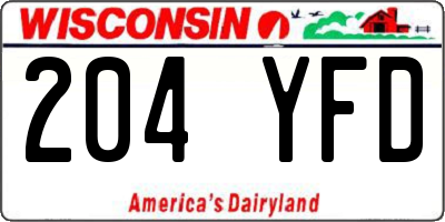 WI license plate 204YFD