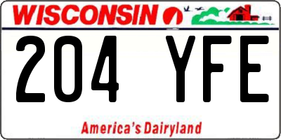 WI license plate 204YFE