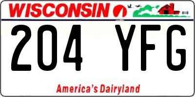 WI license plate 204YFG
