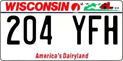 WI license plate 204YFH