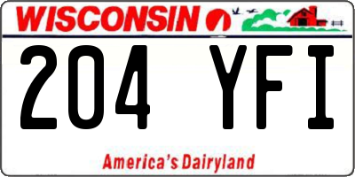 WI license plate 204YFI