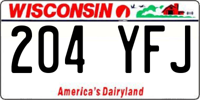 WI license plate 204YFJ