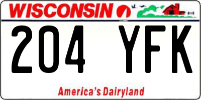 WI license plate 204YFK