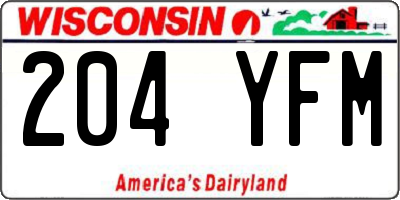 WI license plate 204YFM