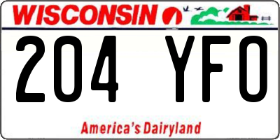 WI license plate 204YFO