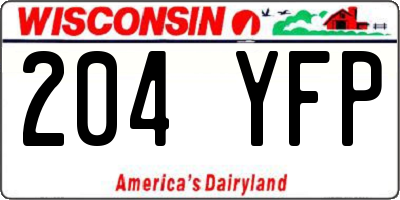 WI license plate 204YFP