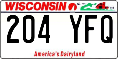 WI license plate 204YFQ