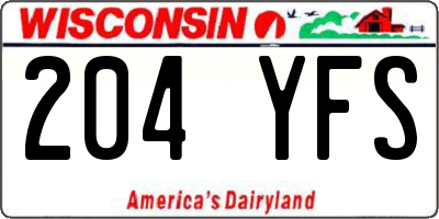 WI license plate 204YFS