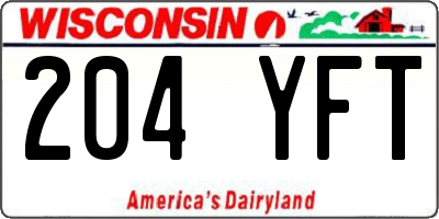 WI license plate 204YFT