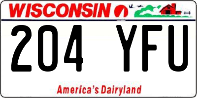 WI license plate 204YFU